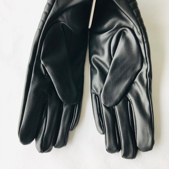 Elle  Women’s Gloves With Lining Black  Patterned Faux Leather - Picture 2 of 6